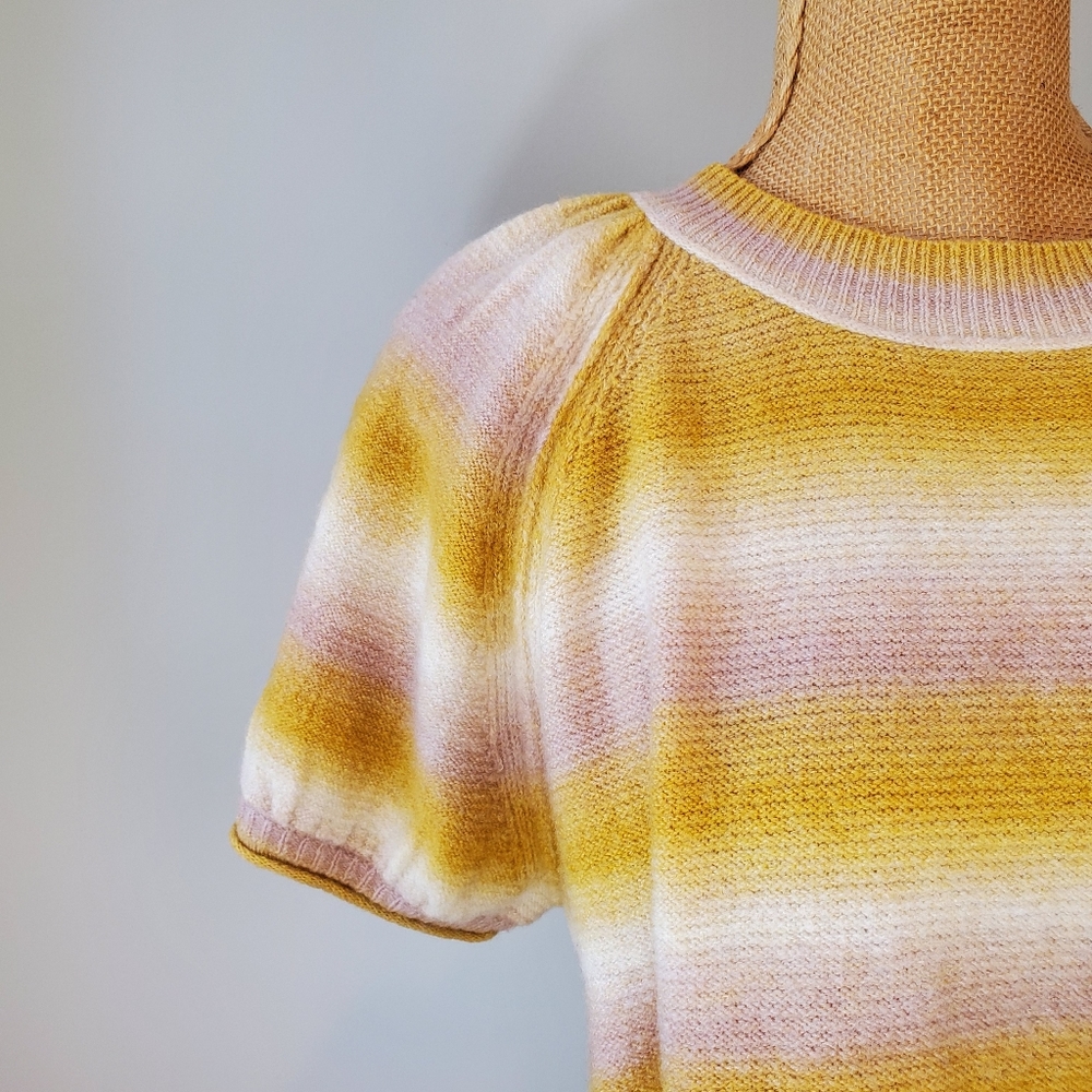 Universal Thread Retro Tan Yellow Ombre Short Sleeve Sweater - Medium